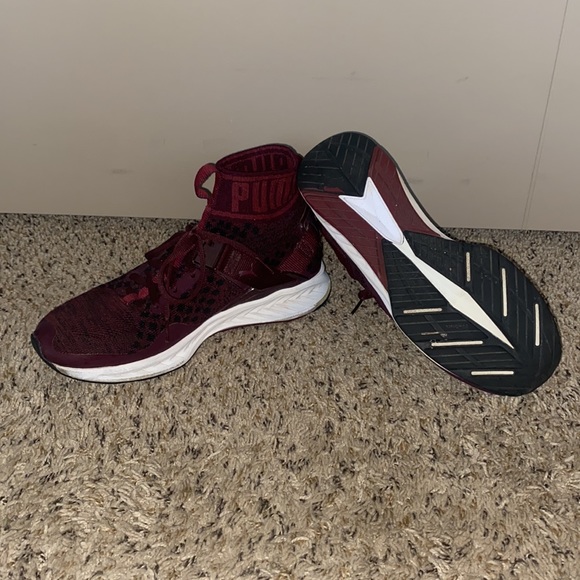 Puma Maroon Ignite Evoknit Hi-Top Sneakers, W9.5 - Picture 5 of 5